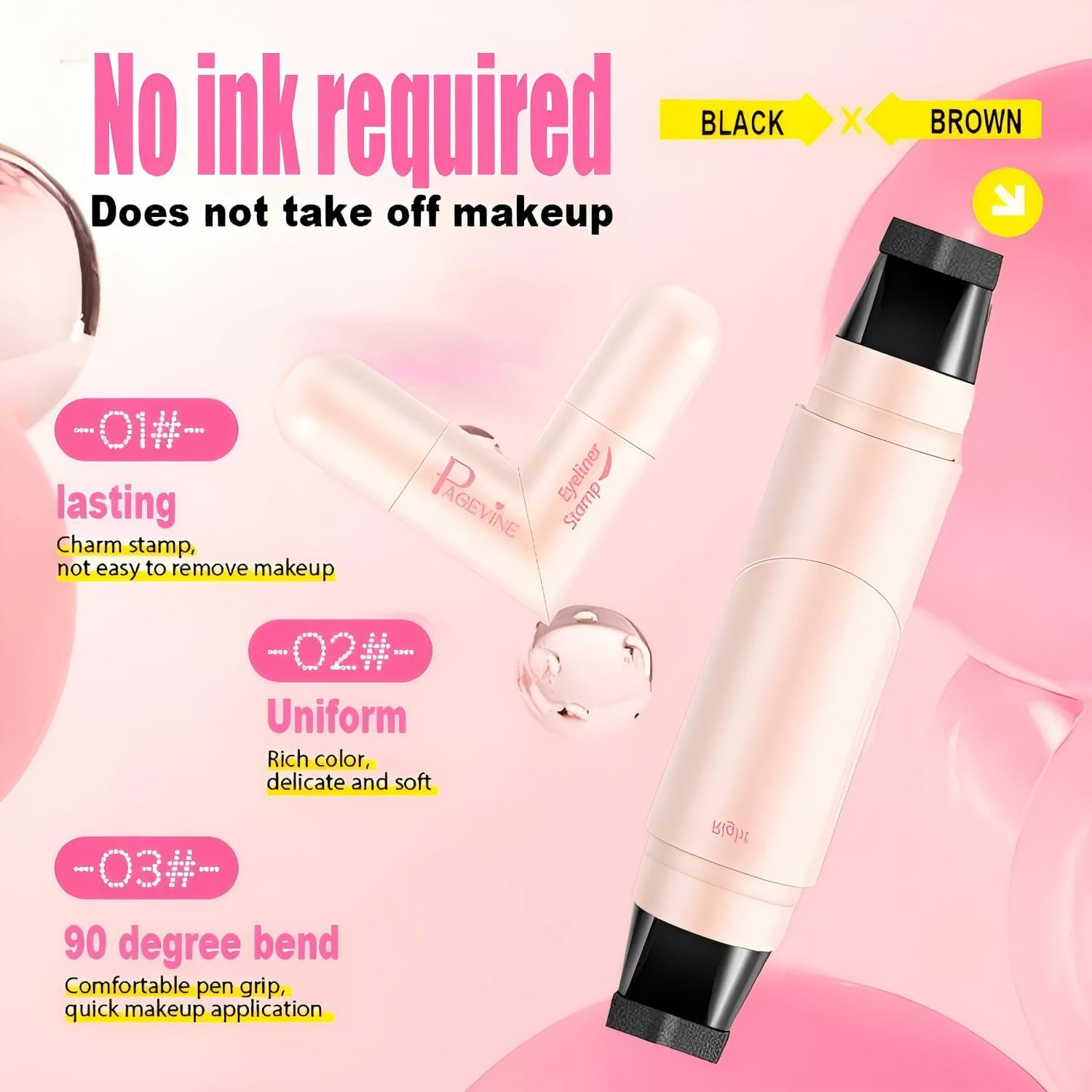 Winged Eyeliner Stamp Pen Dual Head Rotating Design, Quick-Dry, Long-Lasting, Sm