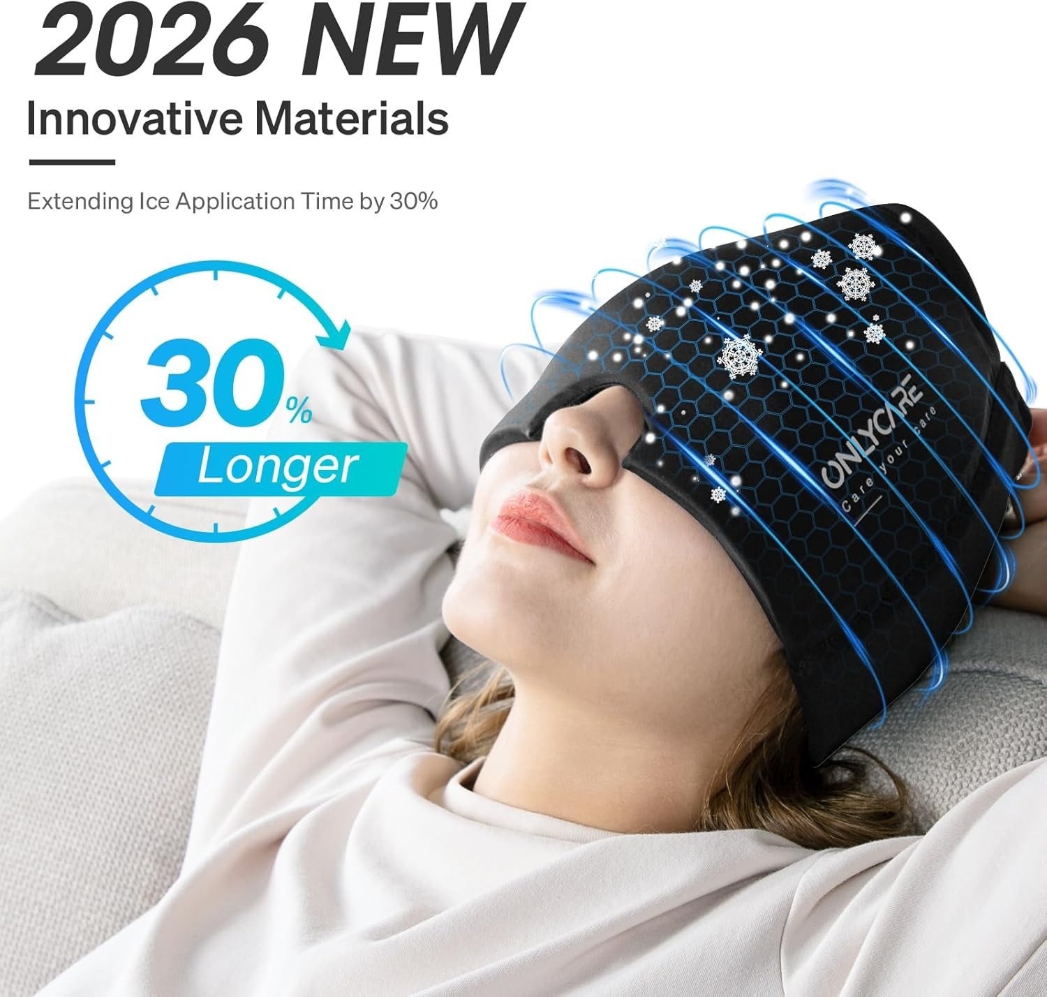 Sleek Black Odorless Migraine Relief Cap with Hot & Cold Therapy for Adults