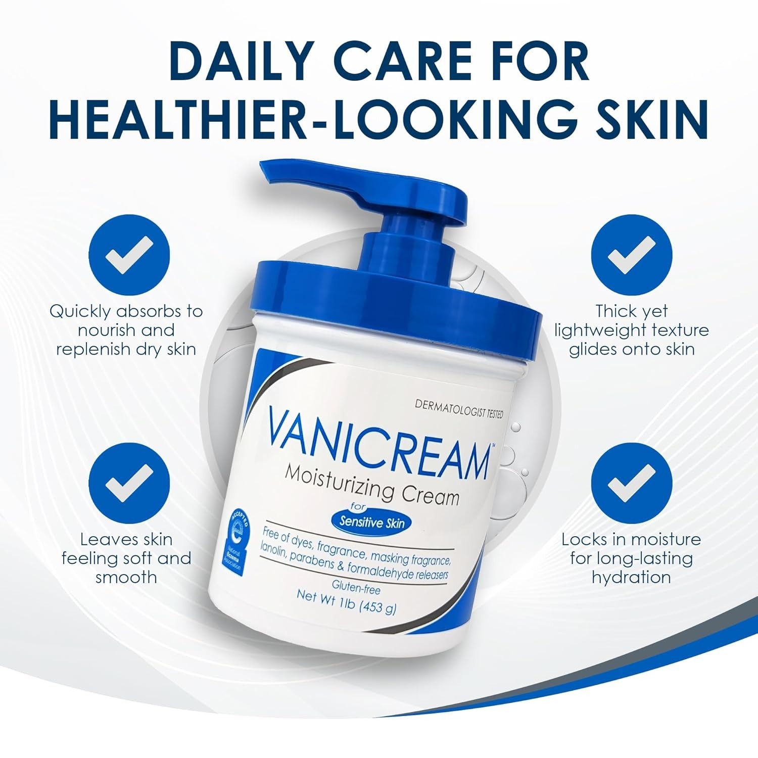 Vanicream Moisturizing Cream for Sensitive Skin – 16 Fl Oz with Pump Dispenser