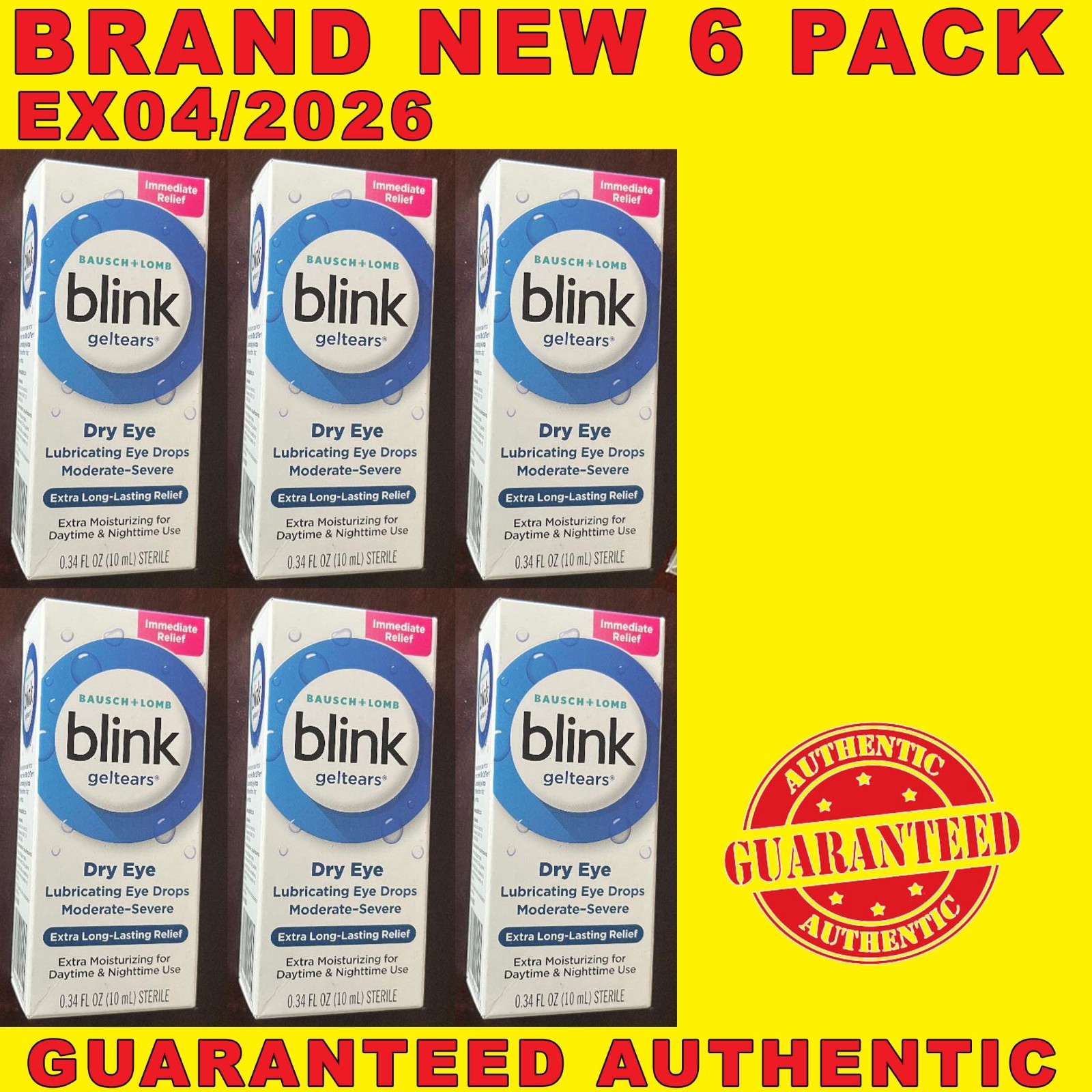 Blink gelTears Lubricating Eye Drops 10ml Each EX04/2026 6P