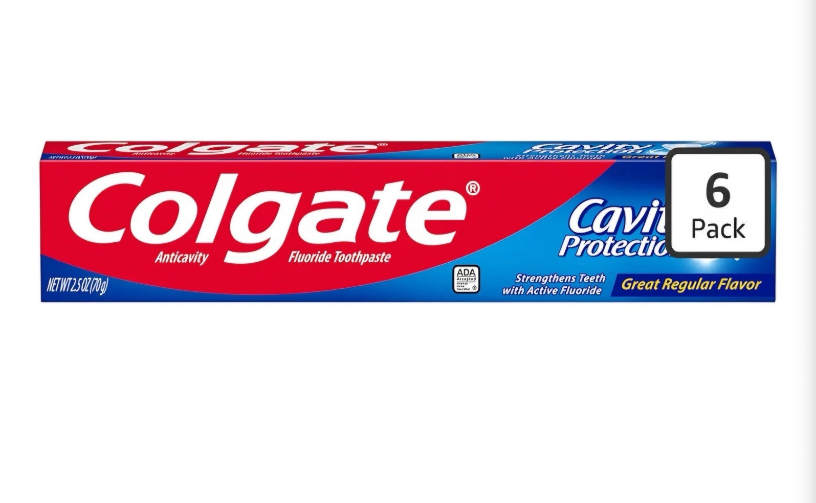 Colgate Cavity Protection Fluoride Toothpaste Anticavity Great Regular 2.5oz 6pk