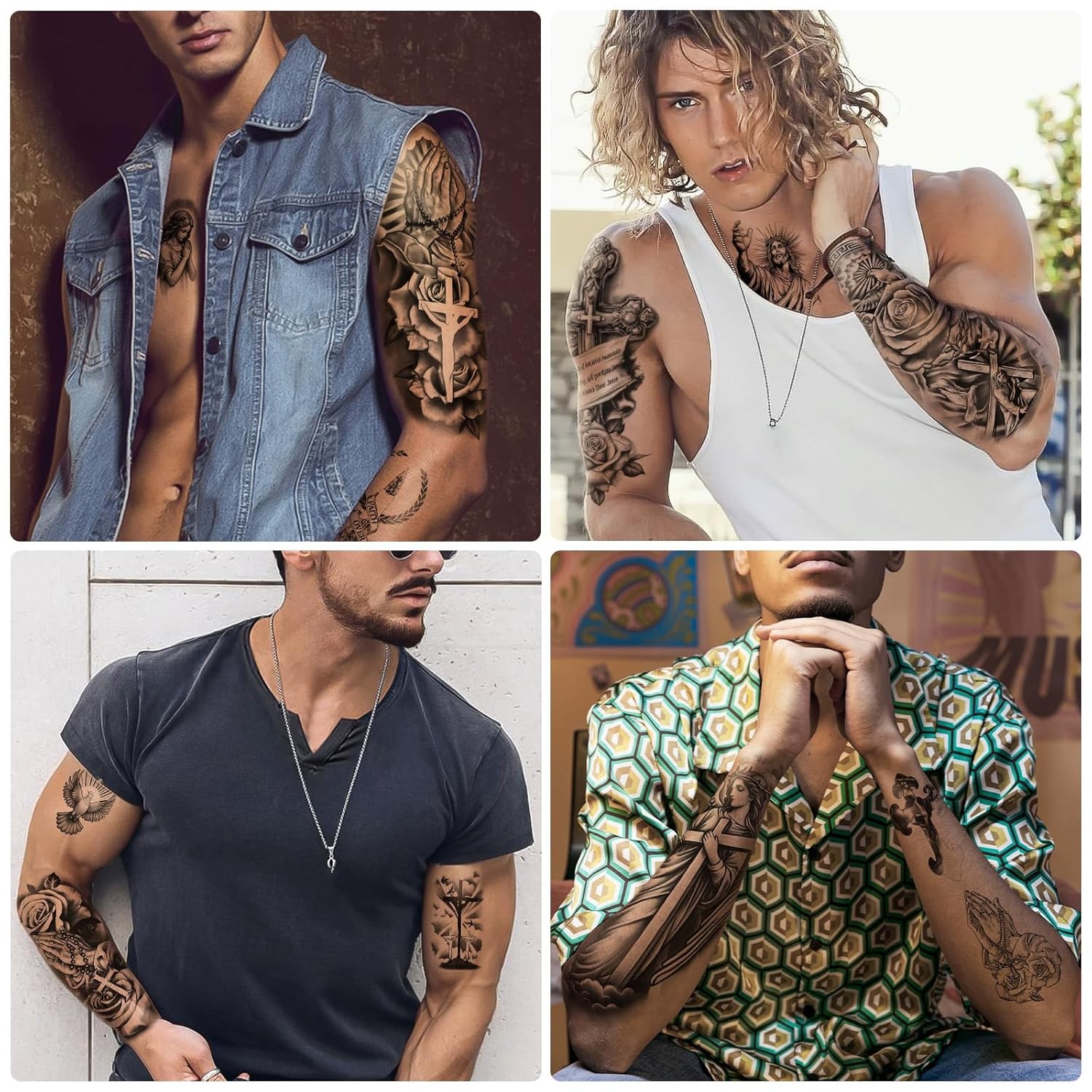 77 Sheets Christian Temporary Tattoo Adult Men Women Kids Religious Jesus Cross
