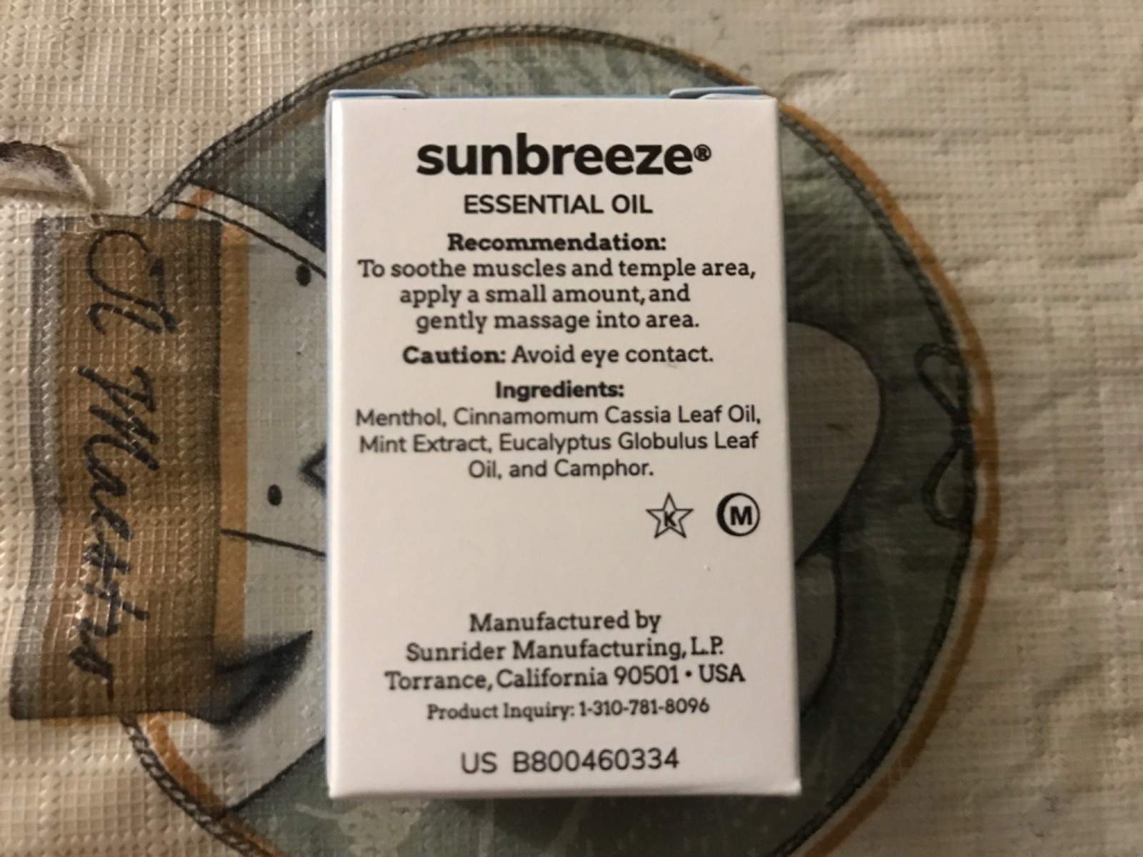 Sunrider Sunbreeze Essential Oil 0.17fl.oz Pain Relief Muscle Ache Menthol Herb
