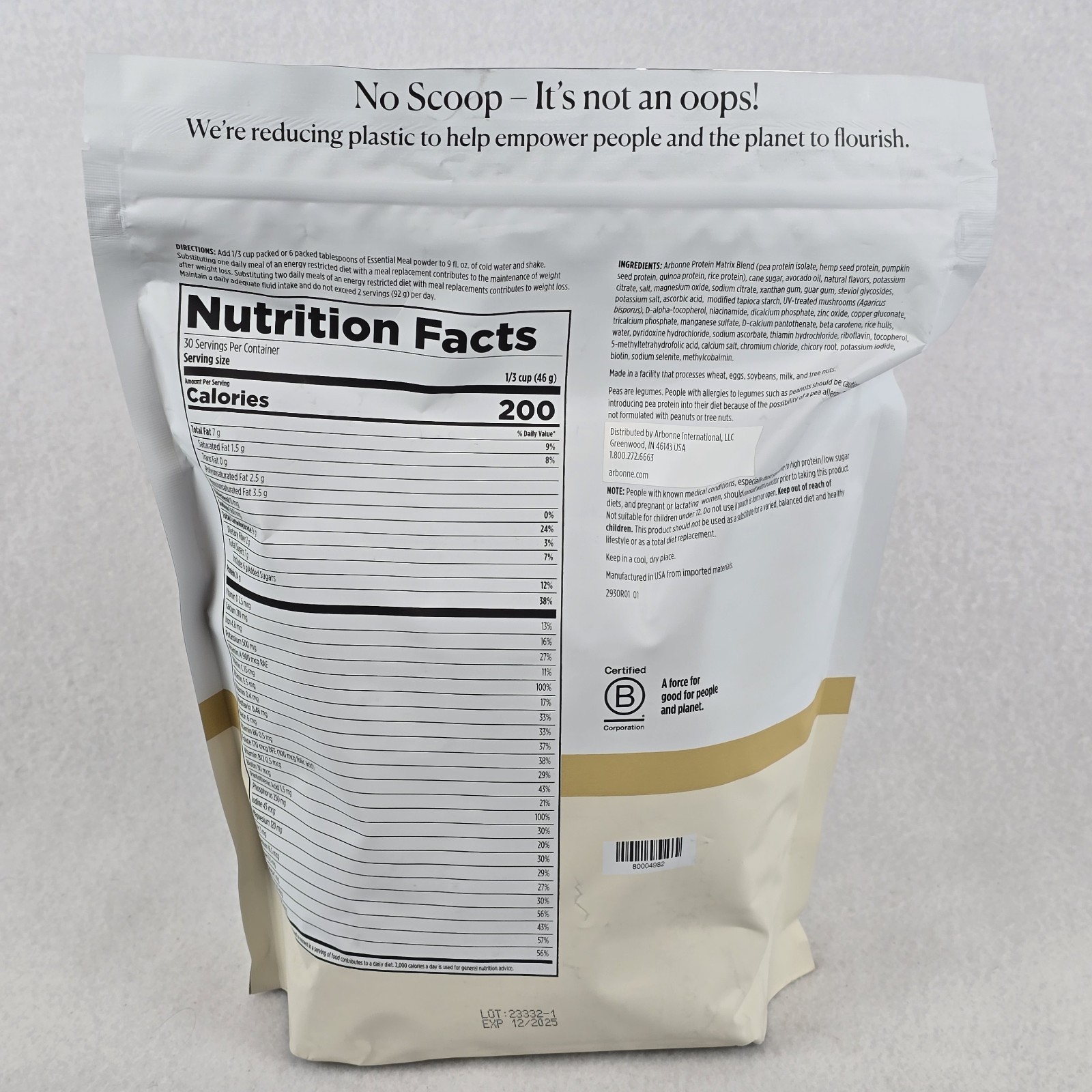 Arbonne EssentialMeal Protein Shake Vanilla 48.7 Oz NEW – EXPIRED 12/25 – READ!