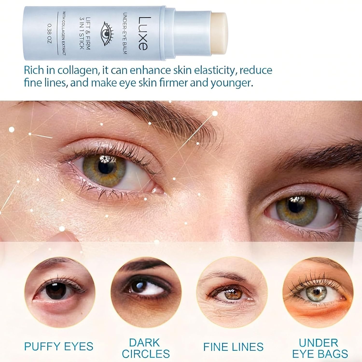 Korean Under Eye Balm Stick, Collagen Hydrating, Firming for Fine Lines