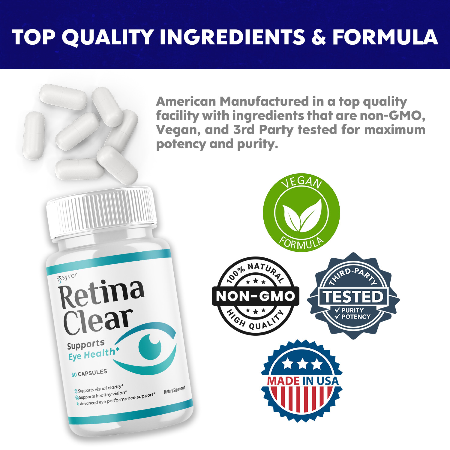 (3 Pack) Retina Clear Capsules, RetinaClear Eye Health Support (180 Capsules)