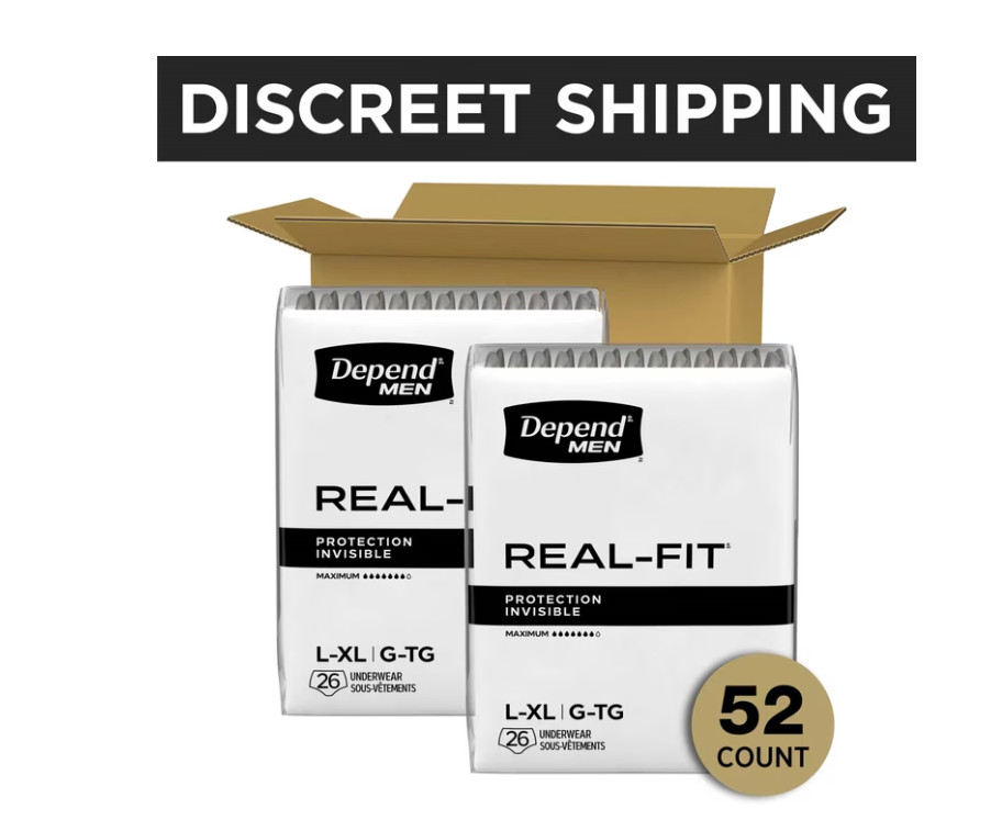 Depend Real Fit Men Incontinence Underwear L/XL 52 Count Adult Diapers