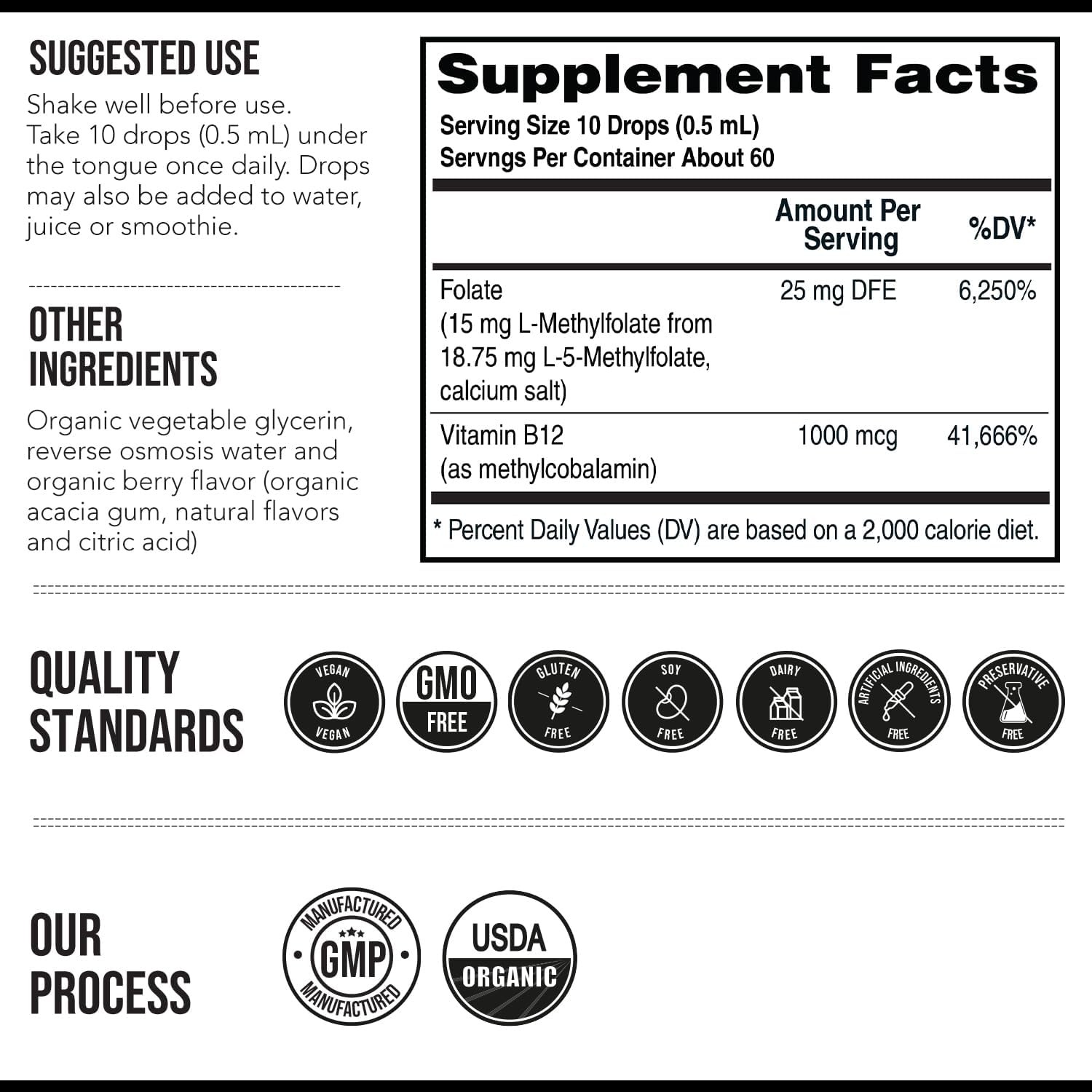 L Methyl Folate 15mg Plus Methyl B12 Cofactor ?C Organic Berry Flavor