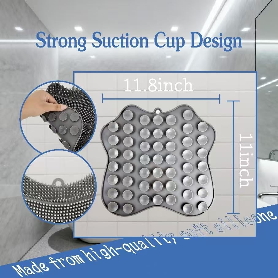 Shower Foot Scrubber Mat with Strong Suction Cups, Dual-Sided Silicone Shower…