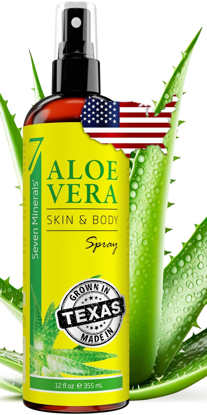 Seven Minerals, Aloe Vera Spray for Body & Hair – From 12 Fl Oz (Pack of 1)