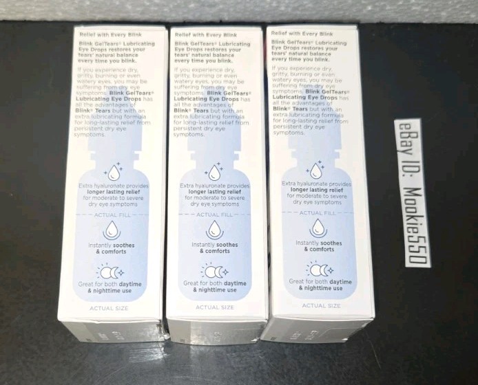 EXP 03/2026+! 3 Lot BLINK Gel Tears MODERATE SEVERE Eye Drops 0.34 OZ 10mL