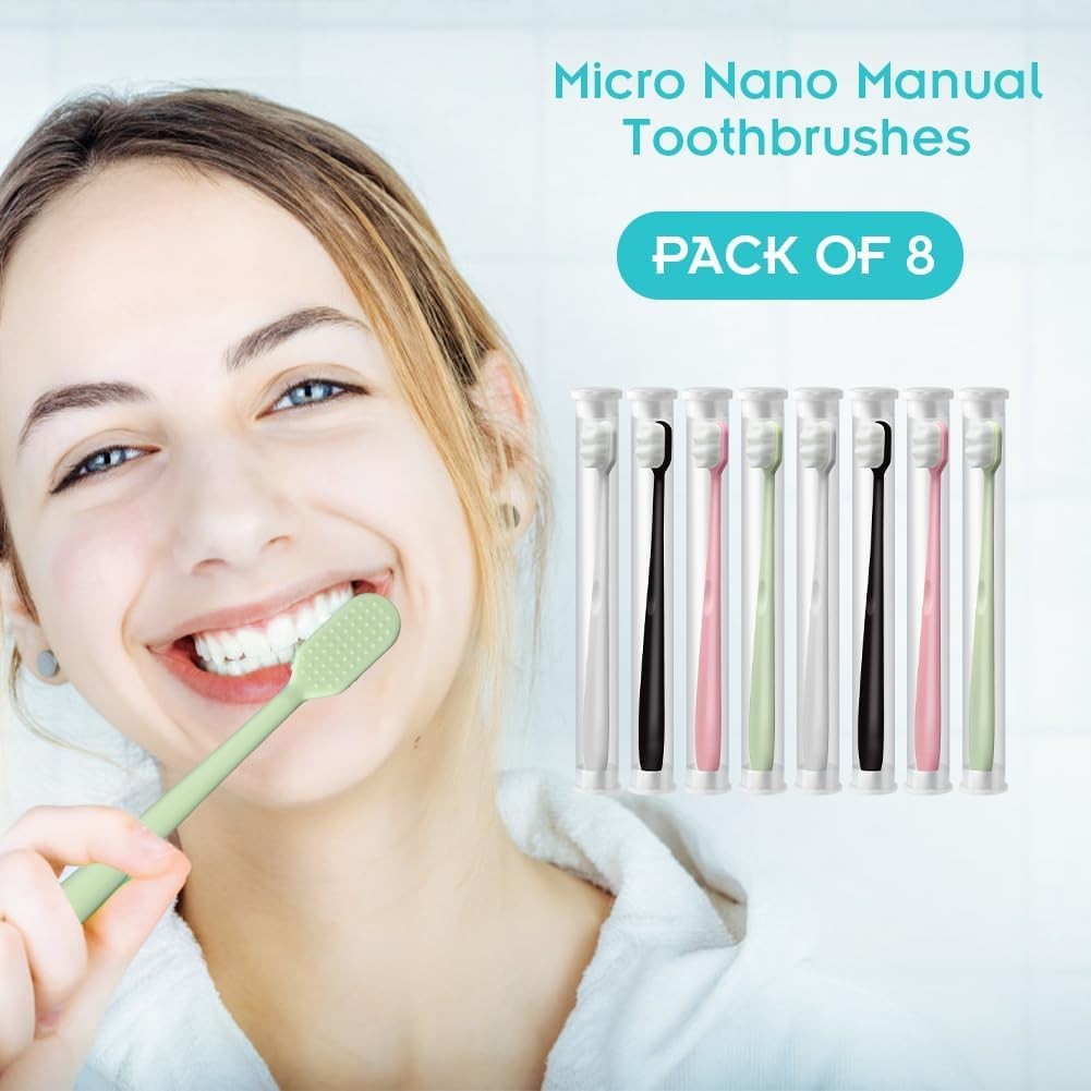 Jaxbo 8 PCS Extra Soft Toothbrush, Micro Nano 1 Count (Pack of 8), As Show