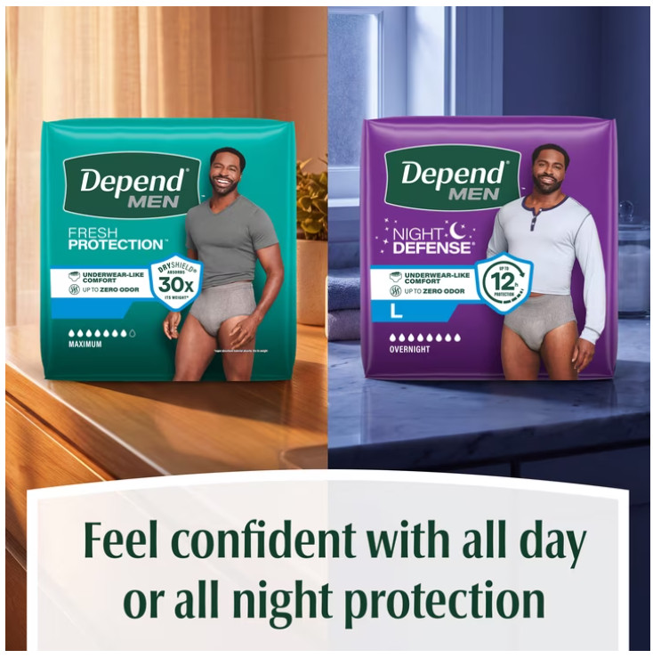 Depend Fresh Protection Incontinence Underwear for Men, Adult, XL, 68 Count