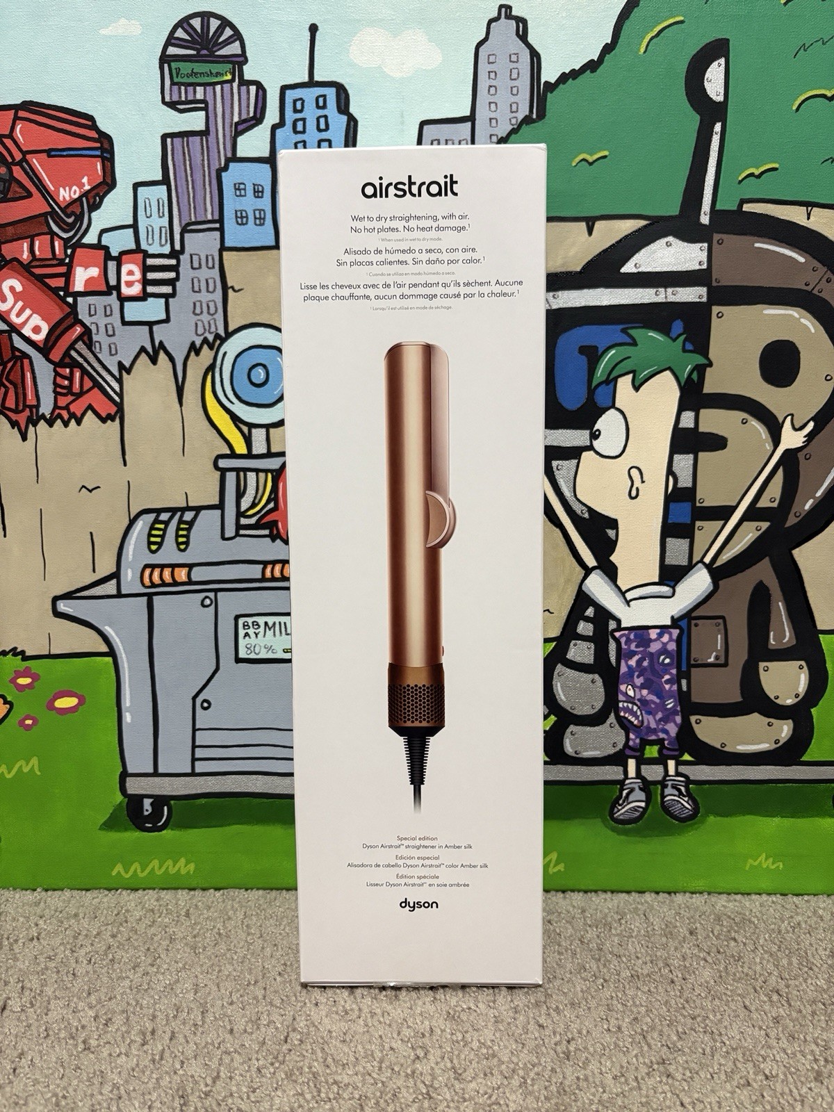 Dyson Airstrait Straightener Amber Silk Wet to Dry Hair Straightener, No Heat