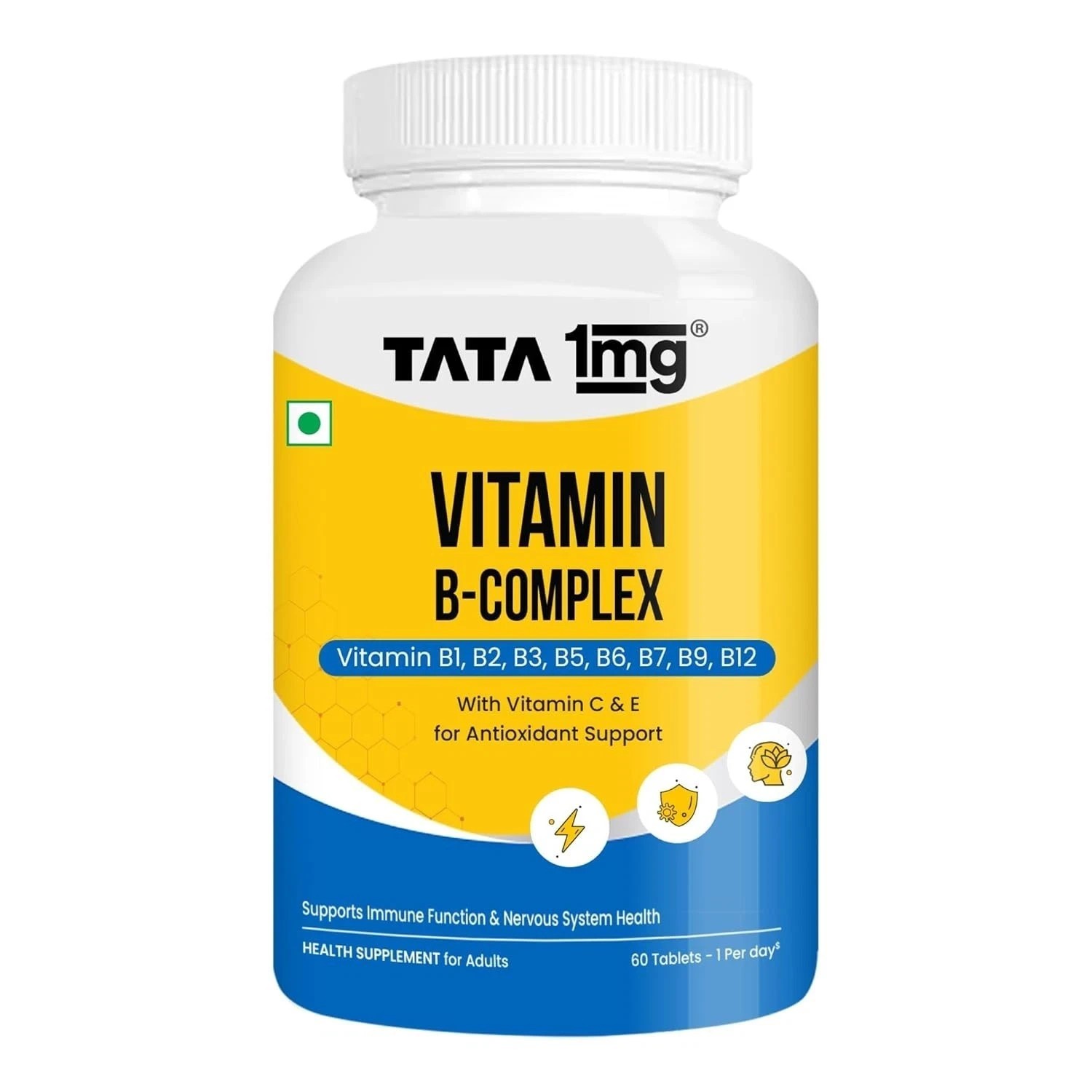 Tata 1mg Vitamin B Complex Capsules with, B1,B2,B3,B5,B6,Biotin (Pack of 60)