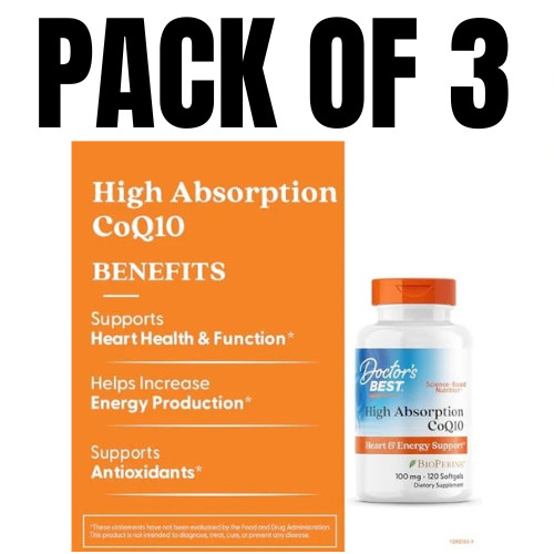 Doctor’s Best High Absorption CoQ10 – 60 Count (Pack of 3)
