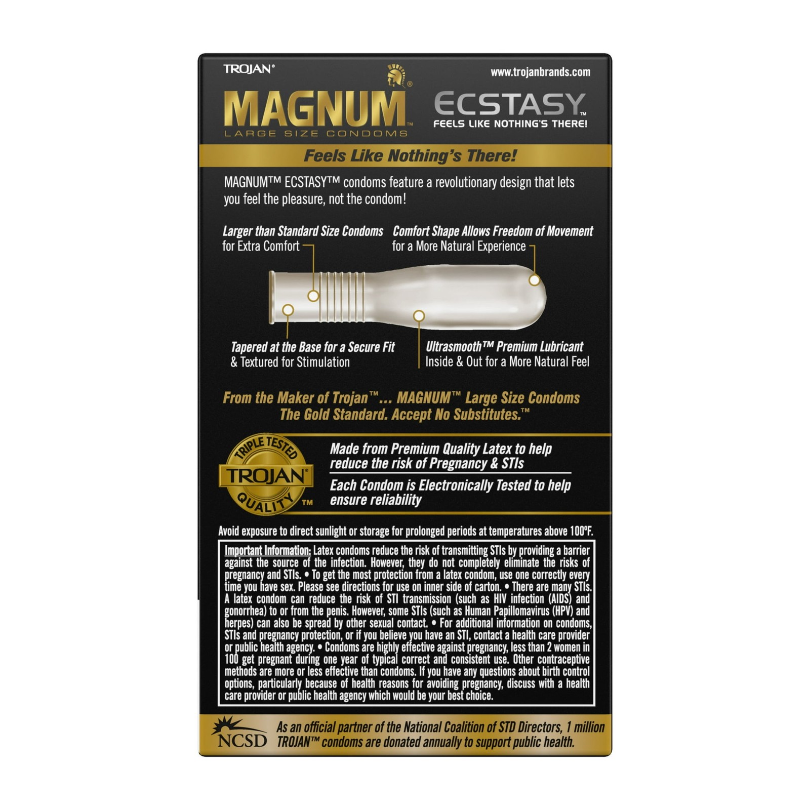 Trojan Magnum Large Ultrasmooth Lubricant Ecstasy Latex Condoms 2*10 ct=20 Total