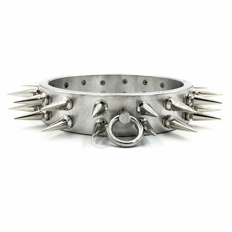 3cm 4cm 6cm High Stainless Steel Neck Collar With Thorn Double Row Spike Choker