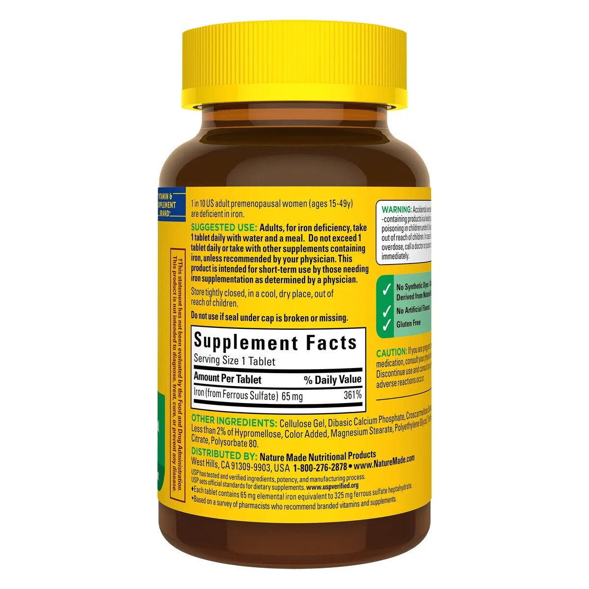 Nature Made Iron 65 mg – 365 Tablets Dietary Supplement 01/2027 or later