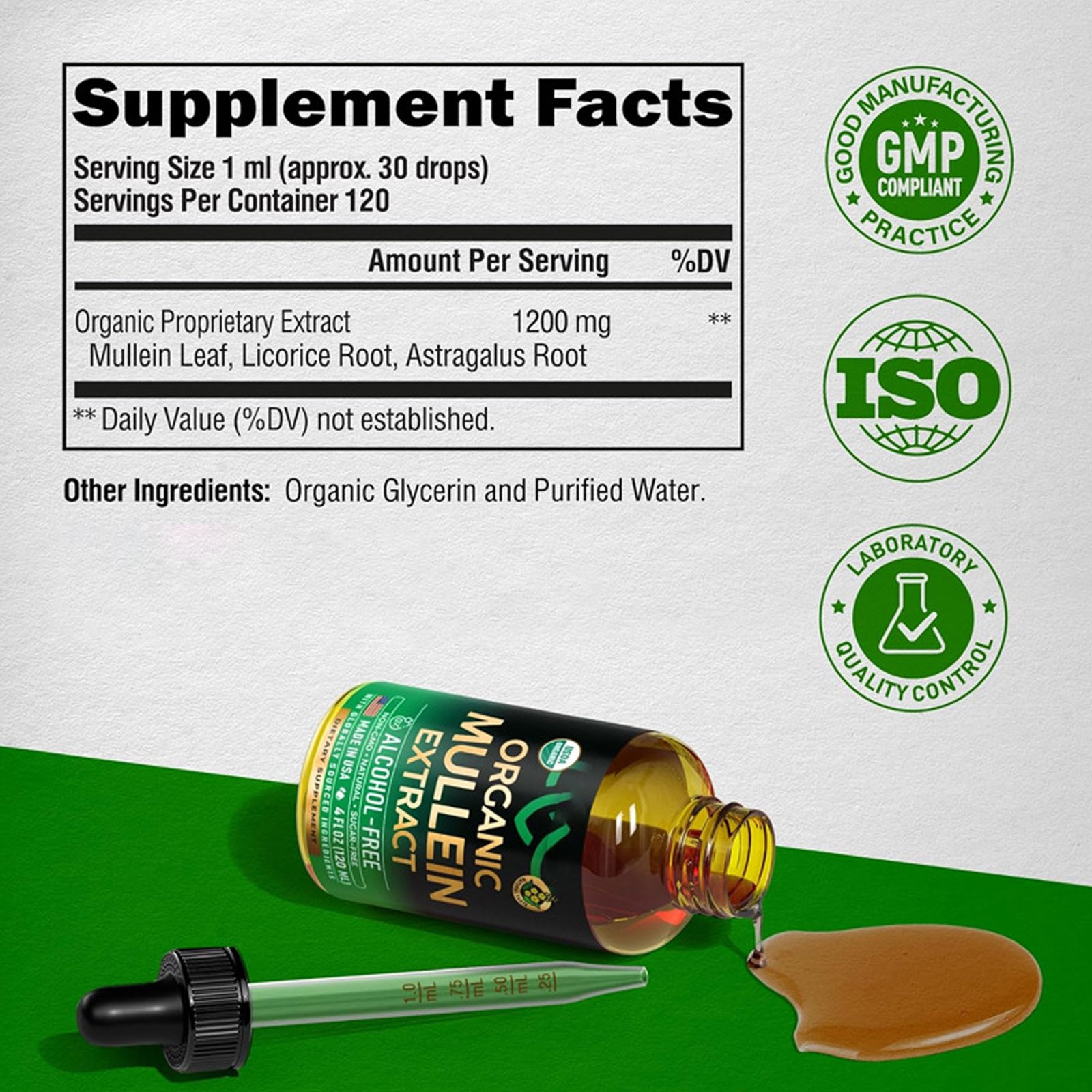 Mullein Leaf Extract Super Concentrated 420,000 MG 2 FL.OZ/60 ML Lung Cleanse G