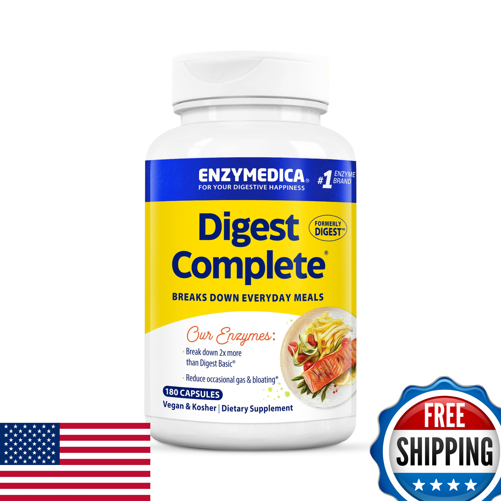 Enzymedica Digest Full-Range Everyday Digestive Enzymes Fast-Acting Gas, Bloatin
