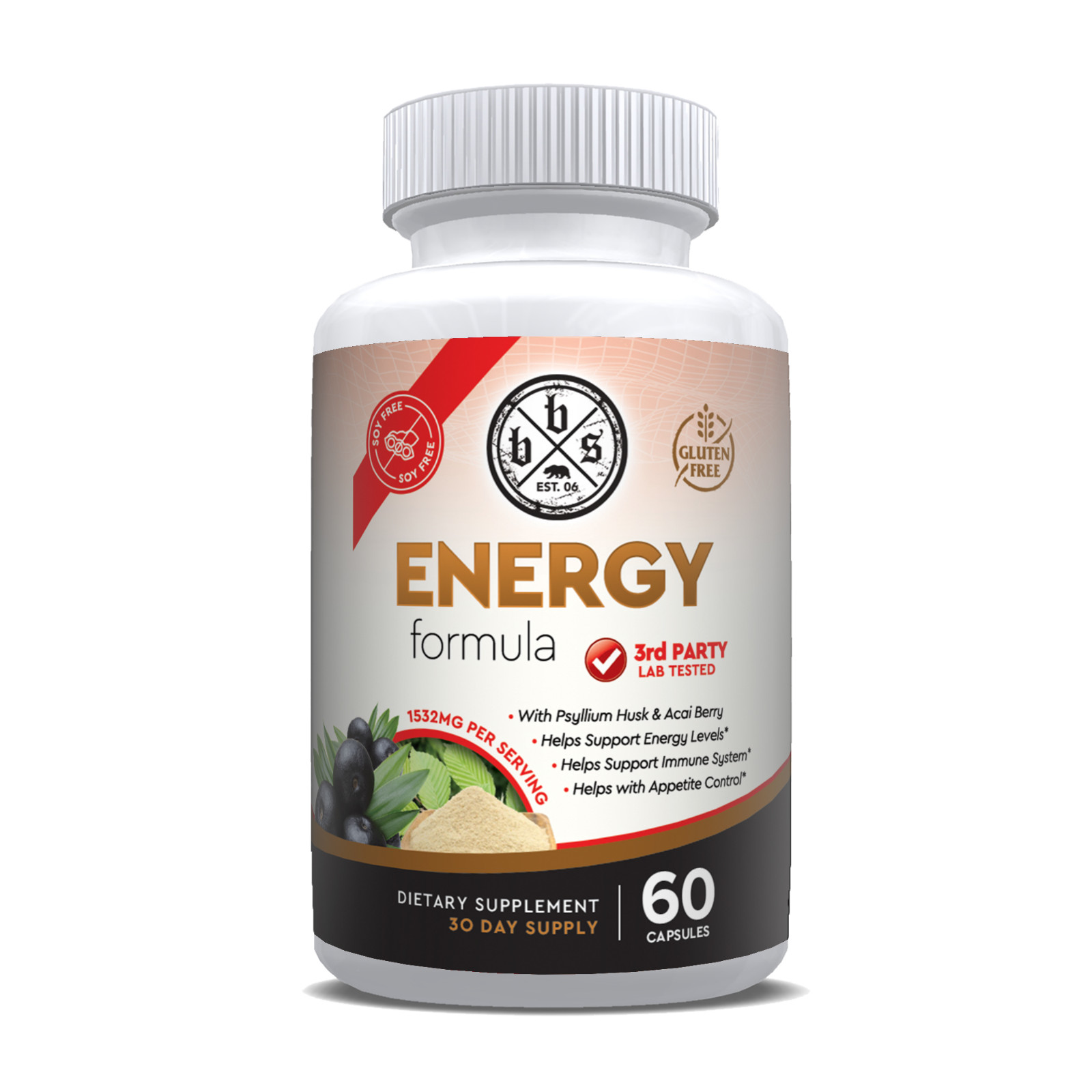 Energy Formula – Psyllium Husk & Acai Berry (2 Pack) – 120 Capsules/60 Days