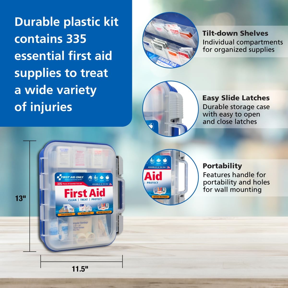 335 PCS Emergency First Aid Kit – OSHA Compliant for Home, Car, Worksite Use