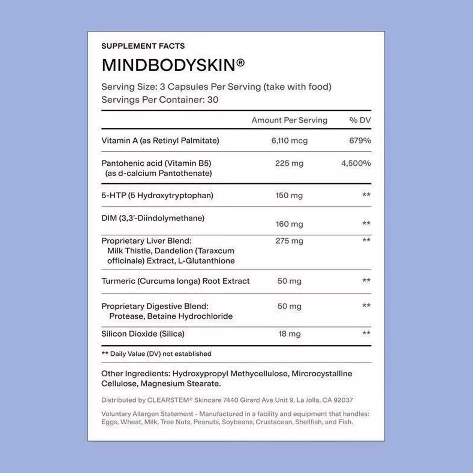 CLEARSTEM Mind•Body•Skin Vitamin Dietary Supplement– 90 Capsules
