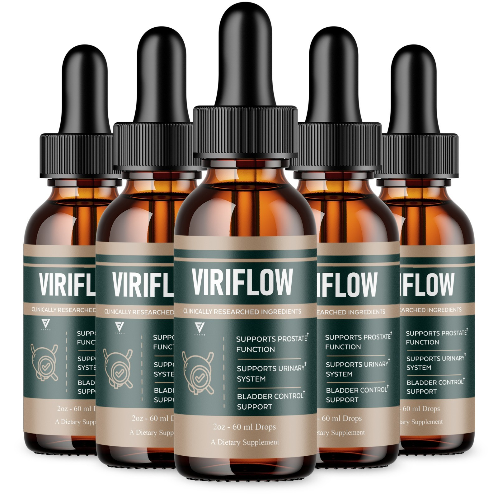 (5 Pack) ViriFlow Drops, ViriFlow Prostate Health Liquid Supplements (10oz)
