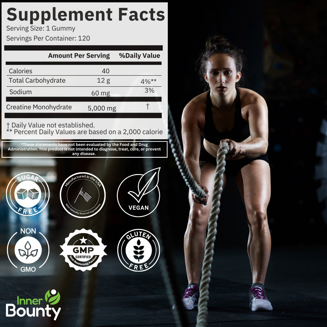 Case Of Inner Bounty Sugar Free Creatine Monohydrate Gummies 5g Green Apple