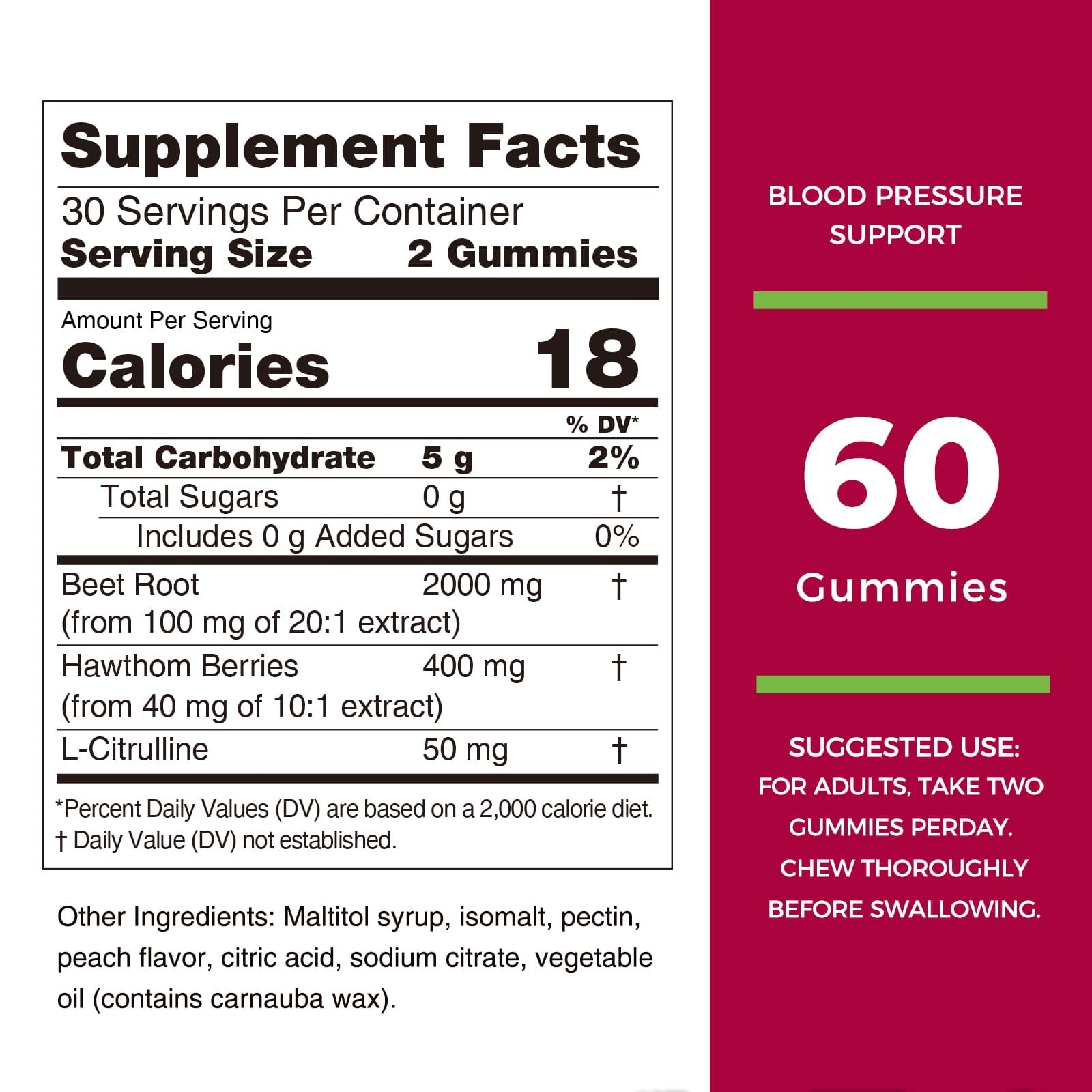 Beet root 2000mg Gummies–for Blood Flow & Heart 60 Gummies