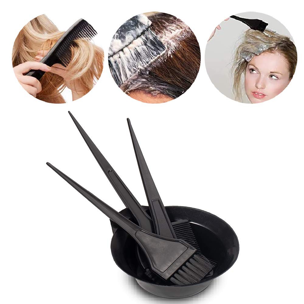 Hair Dye Color Brush and Bowl Set, 4Pcs Brushes Tool Mixing Black