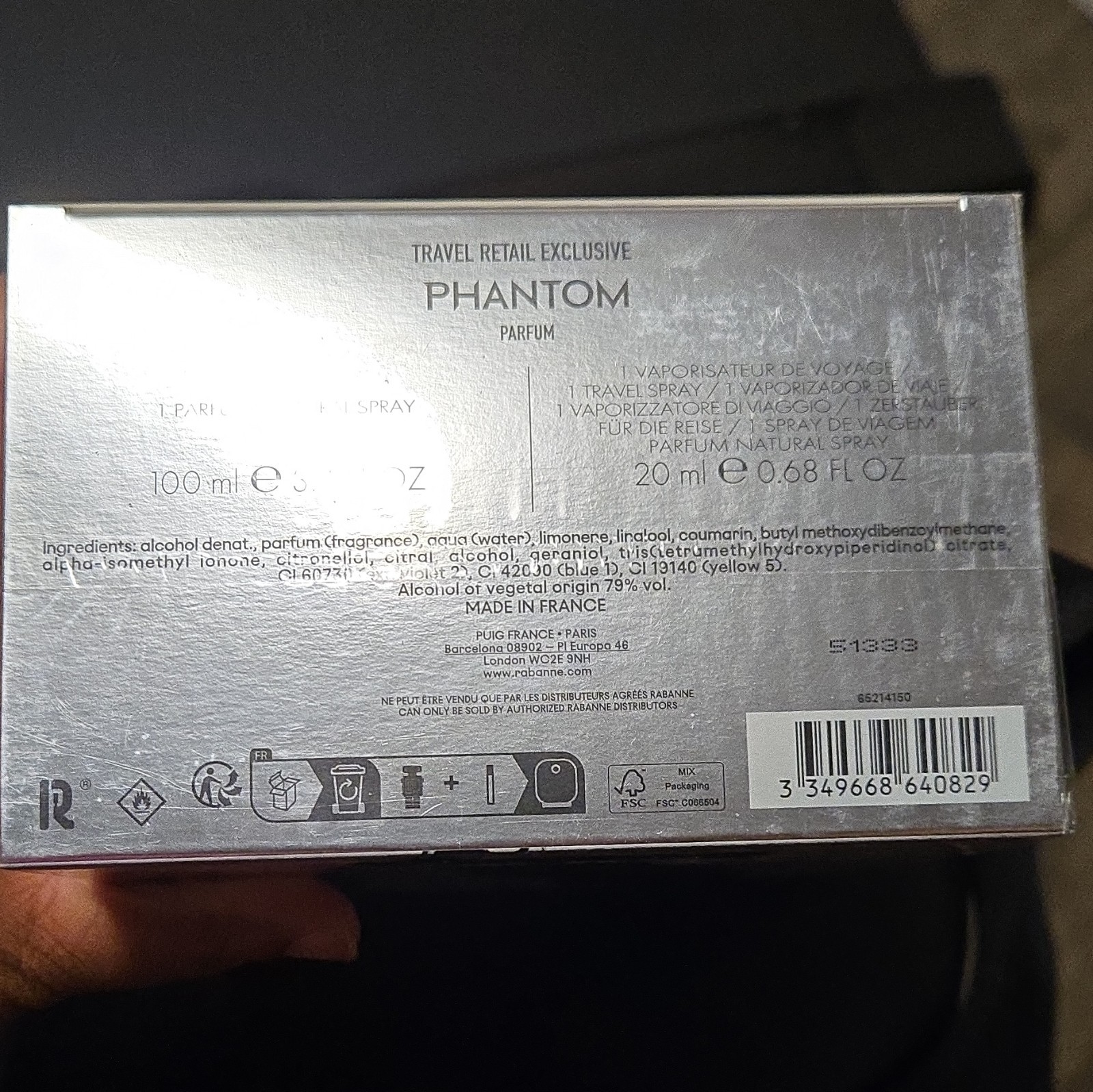 rabanne Phantom Parfum Spray 100 ml + 20 ml Travel Spray Travel Retail Exclusive