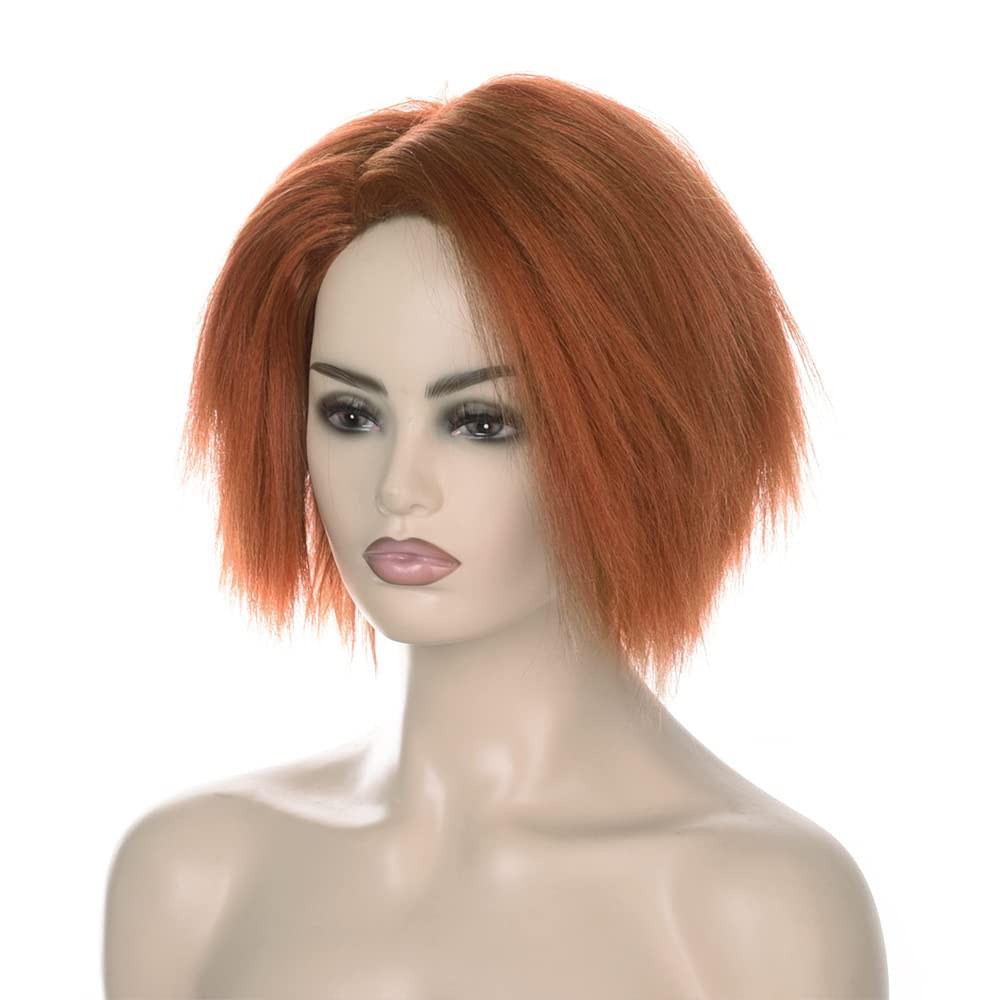 Orange Fluffy Short Hair Full Lace Wig Chucky Child’s Play Cosplay Wig Rose Net