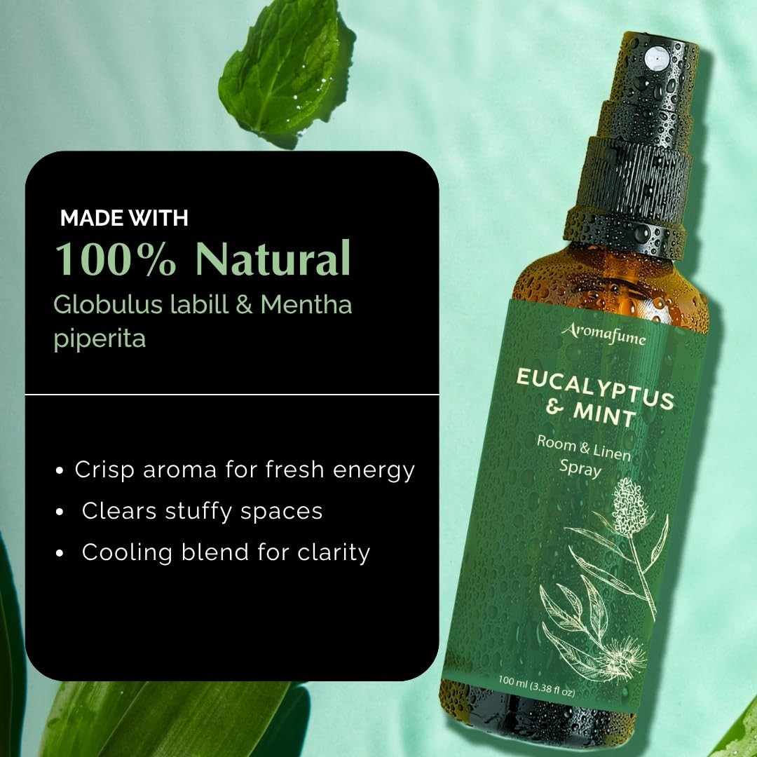 Eucalyptus & Mint Aromatherapy Room Spray – 100ml Linen & Pillow Mist, Essential