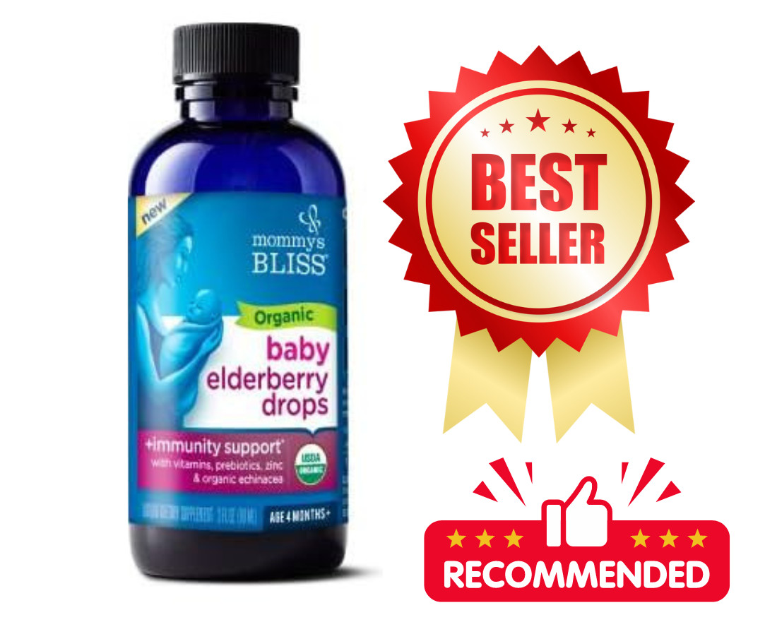 Mommy’s Bliss Organic Baby Elderberry Drops,Age 4 Months +,3 Fl Oz (36 Servings)