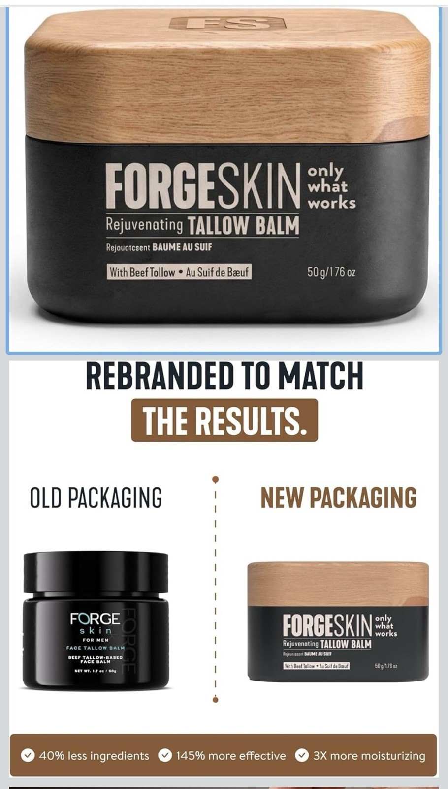 Forge Skin® Wrinkle Defense Beef Tallow Balm for Men [TALLOW-BASED] Moisturizer