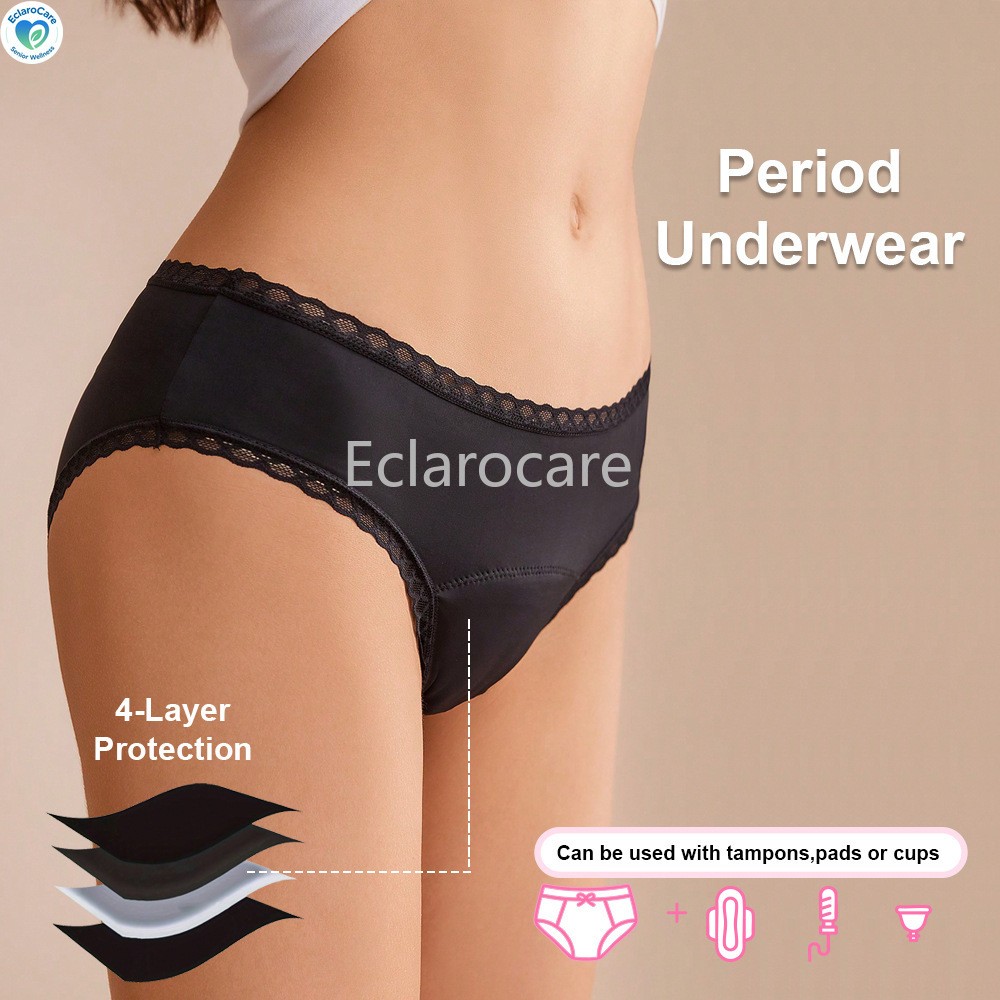 3pcs Period Underwear Women Mid-rise 4-layer Leak-Proof Menstrual Panties