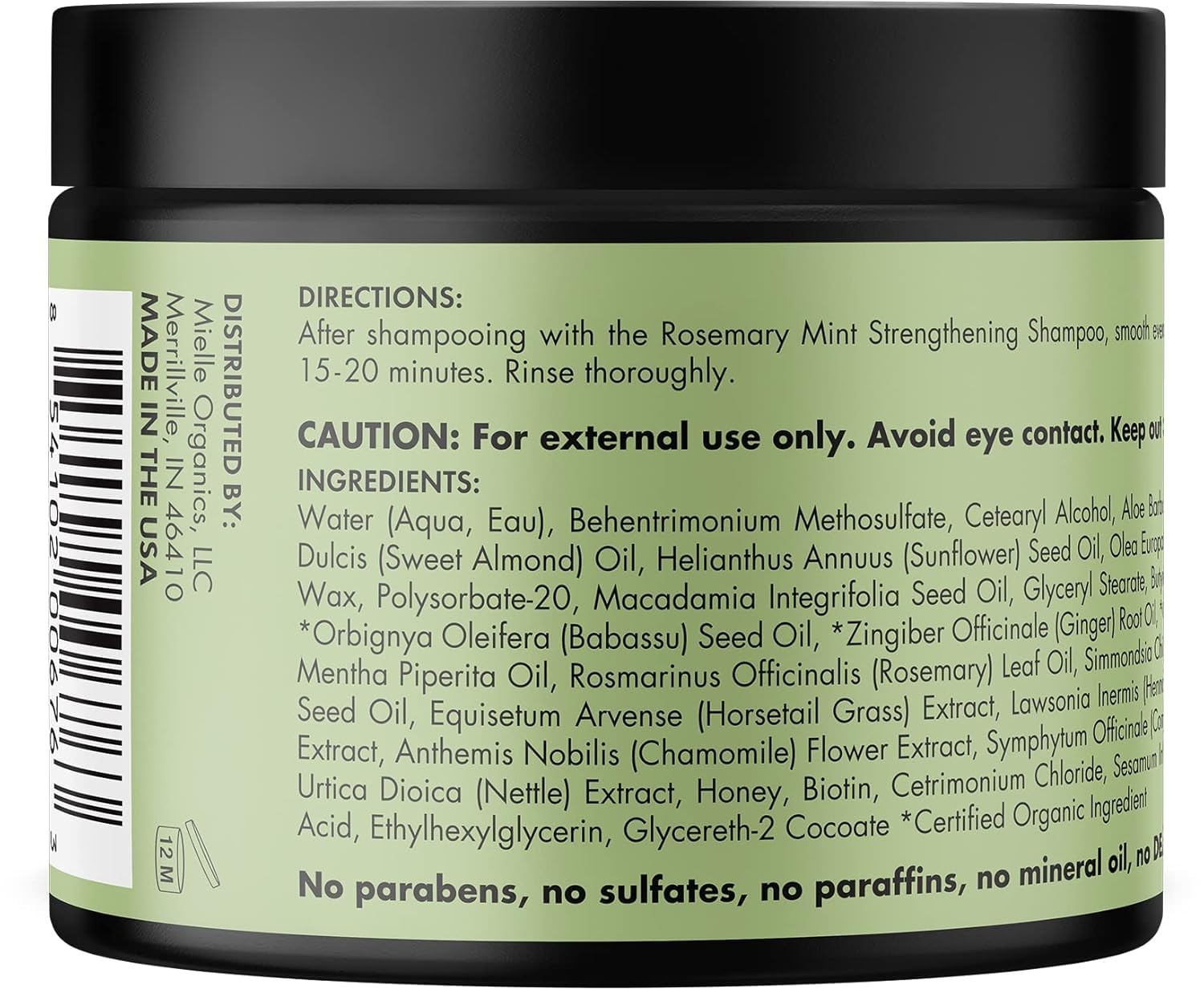 Mielle Rosemary Mint Strengthening Hair Mask Deep Conditioning Biotin 12 Ounce