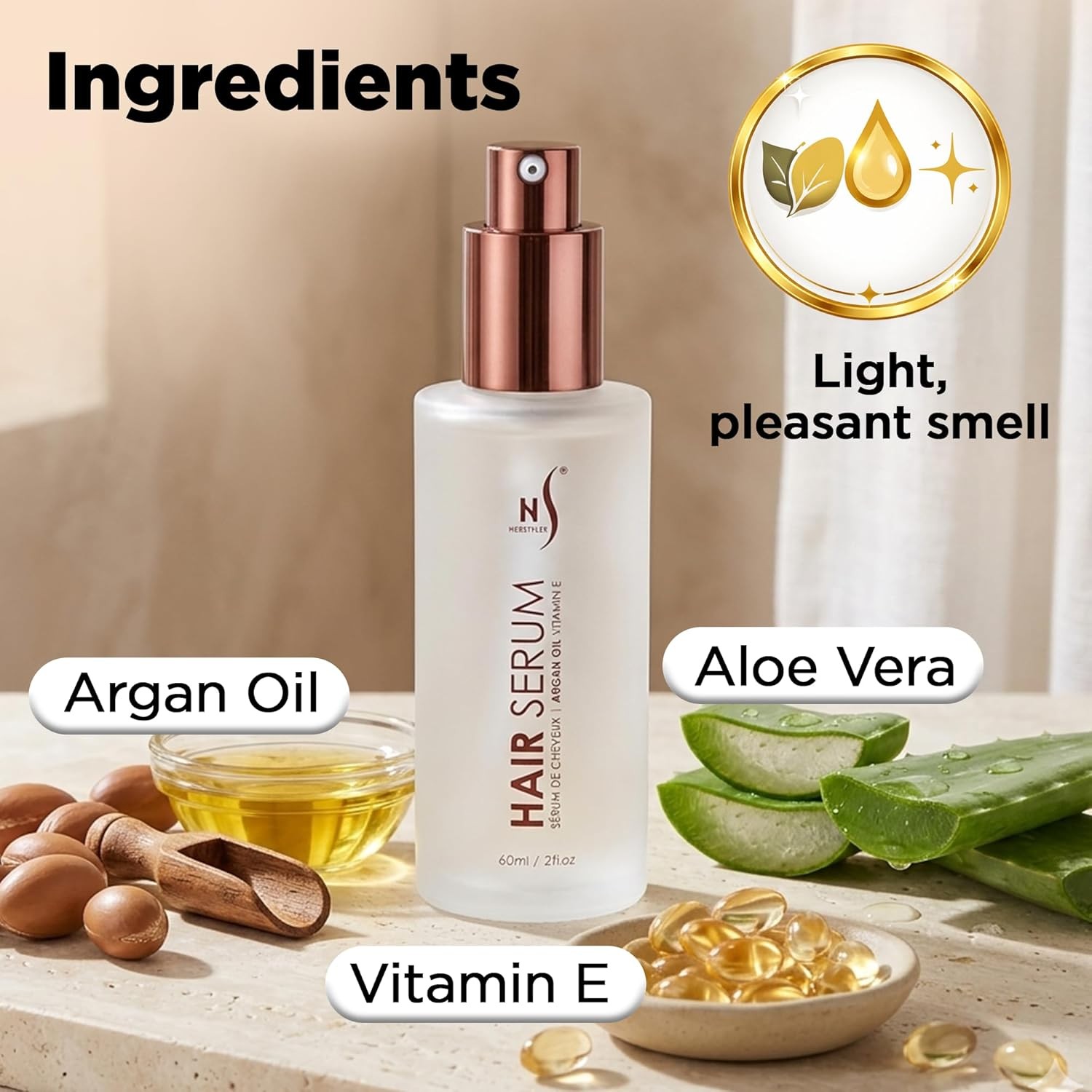 Herstyler Anti Frizz Argan Oil Hair Repair Straightening Serum for Shine 2 Fl Oz