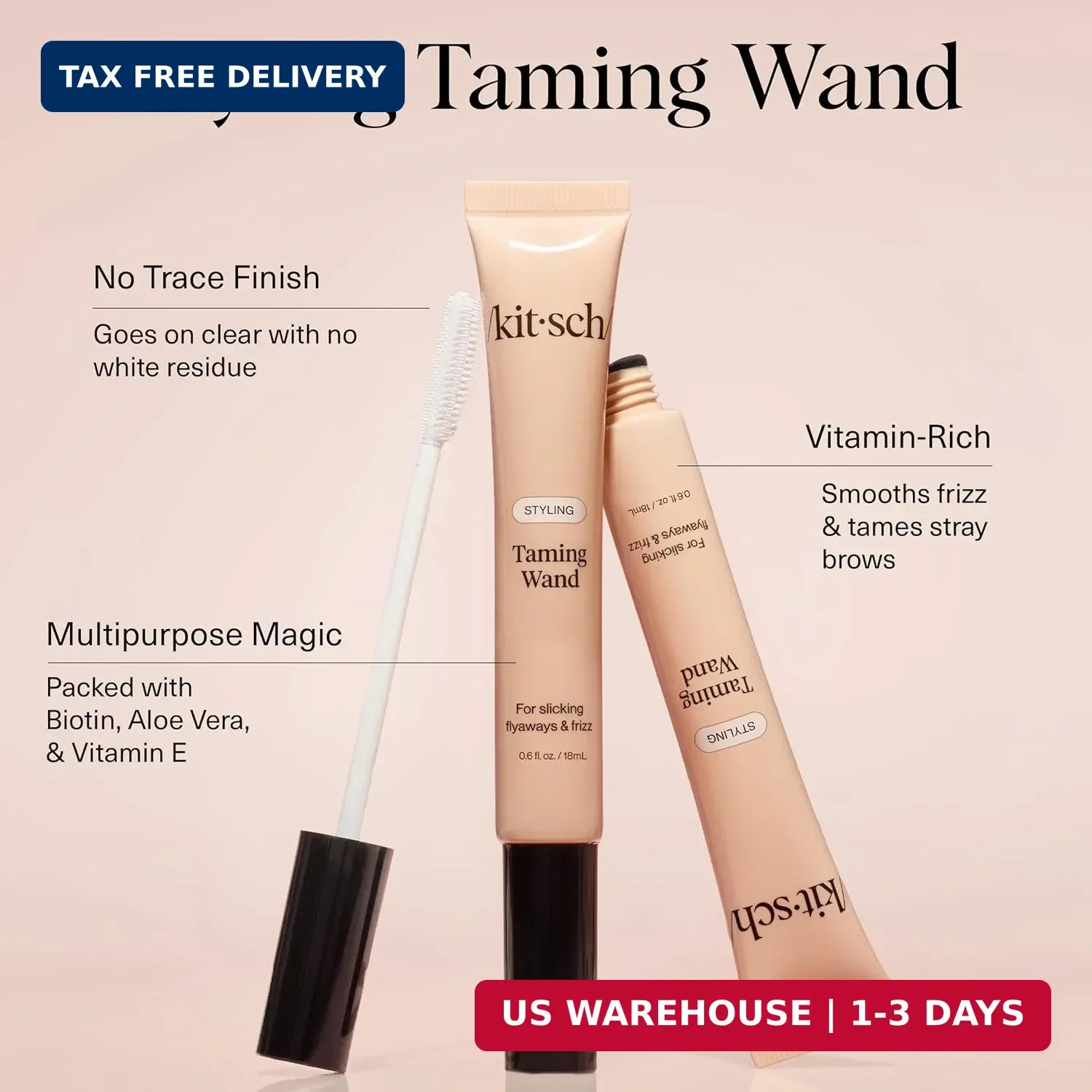 Kitsch Hair Taming Wand – Fly Away Stick For Hair with Biotin, Aloe & Vitamin E