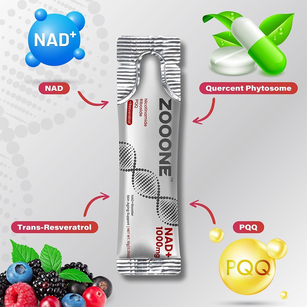 NEW ZOOONE NR1000 NAD+ Berry Flavor Drink Mix – 30 Packets Lutein – Healthy Skin