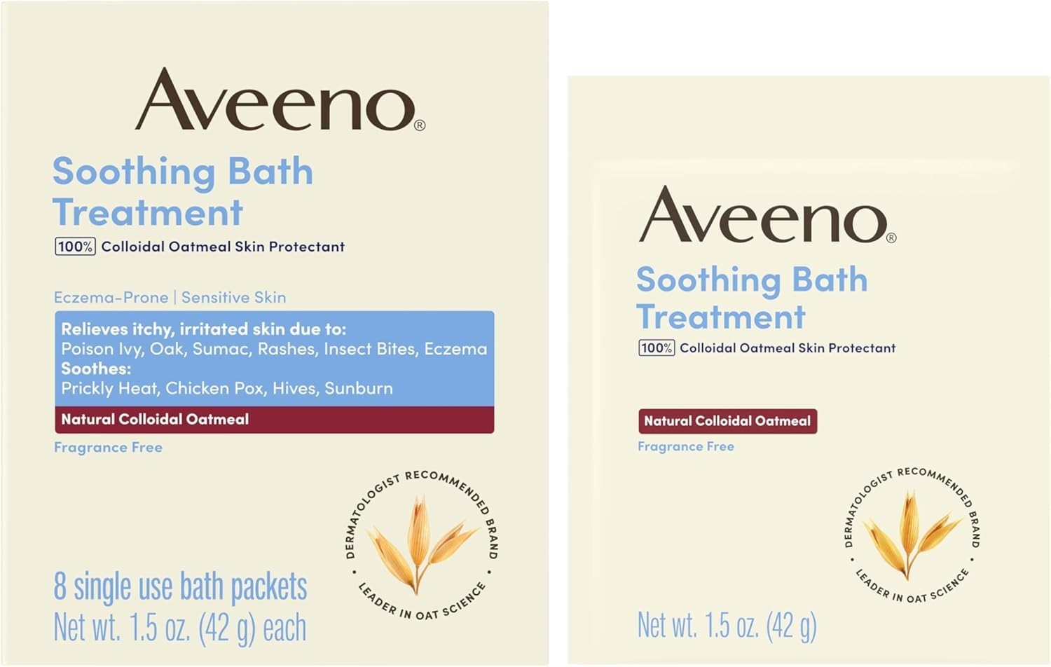 Aveeno Soothing Bath Treatment, Natural Colloidal Oatmeal Bath for Eczema 8 ct