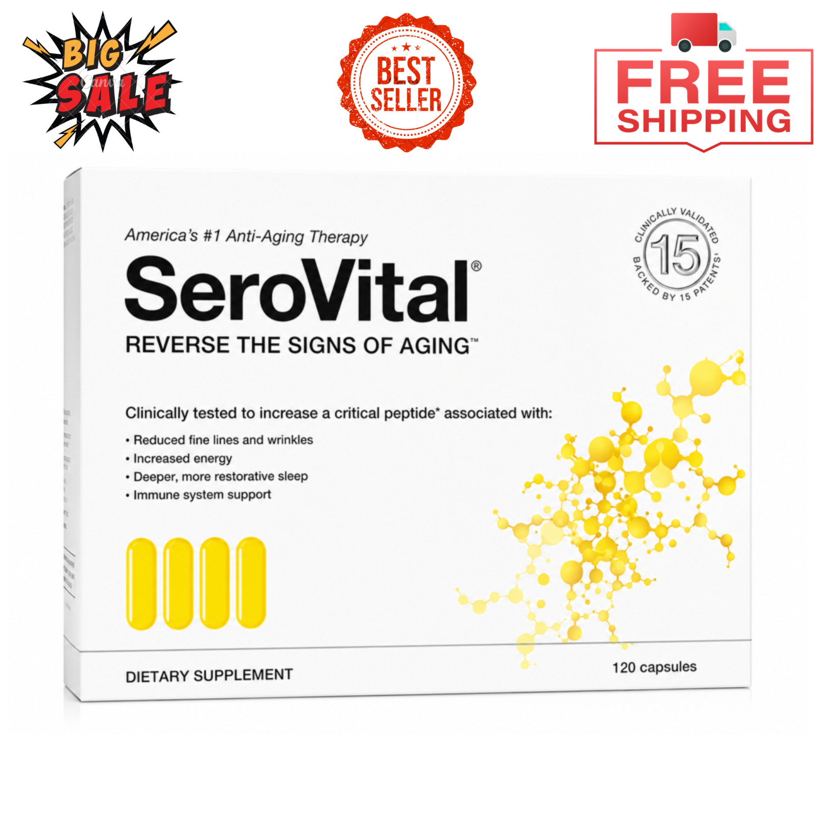 SeroVital Reverse The Signs of Aging Dietary Supplement – 120 Capsules