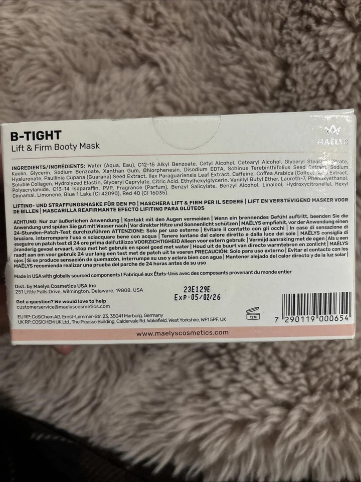 Maelys Cosmetics B-Tight Lift and Firm Booty Mask Moisturizer – 3.3 oz