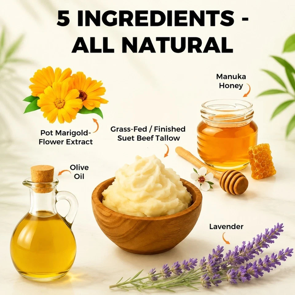 Lopeie Whipped Tallow Honey Balm, All-Natural Moisturizer for Face & Body