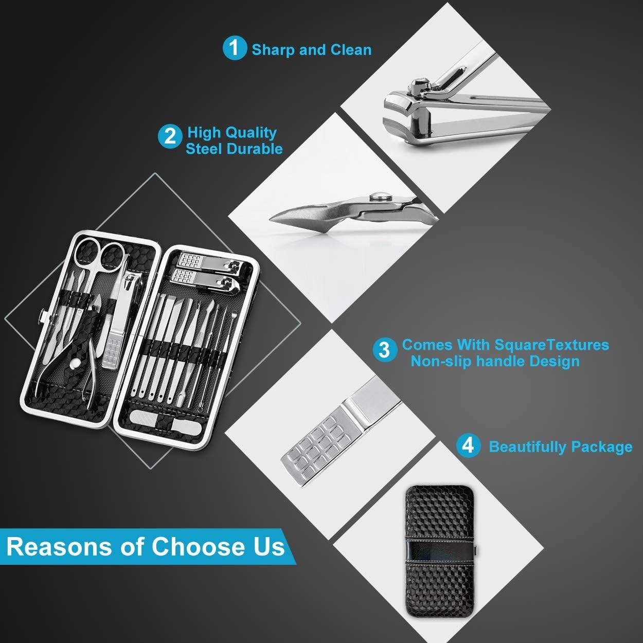 Yougai Nail Clippers Set – 18 Pcs Professional Manicure Pedicure Kit Gifts for F