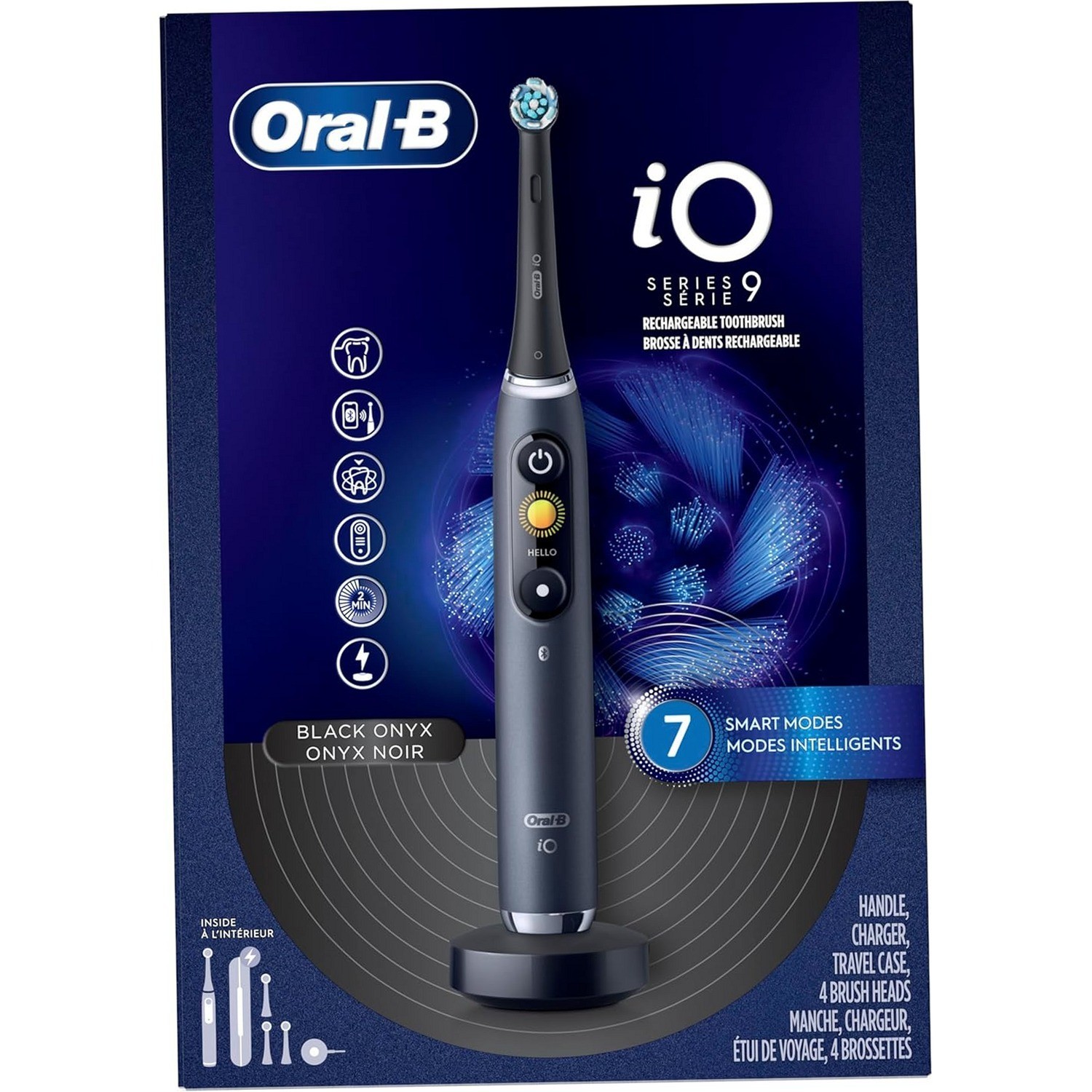 Oral-B iO Series 9 Genius Electric Toothbrush Black 4 Brush Heads Travel Case