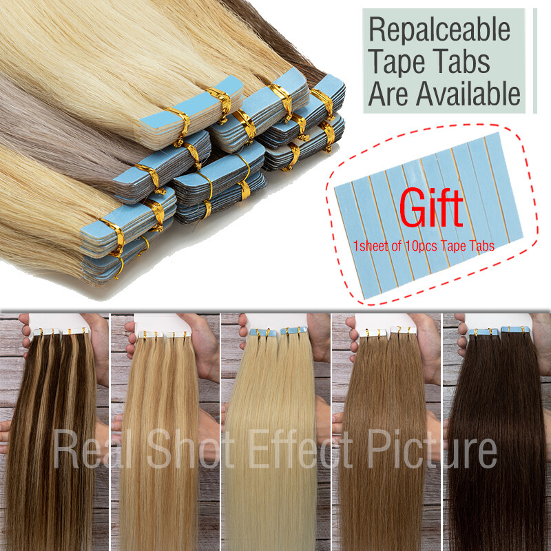 CLEARANCE Tape In Real Remy Human Hair Extension Highlight Skin Weft Thick 40PCS