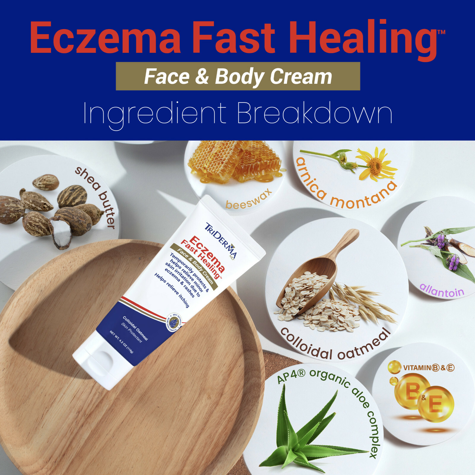 TriDerma Eczema Fast Healing Face & Body Cream, Maximum Strength 4.2 oz